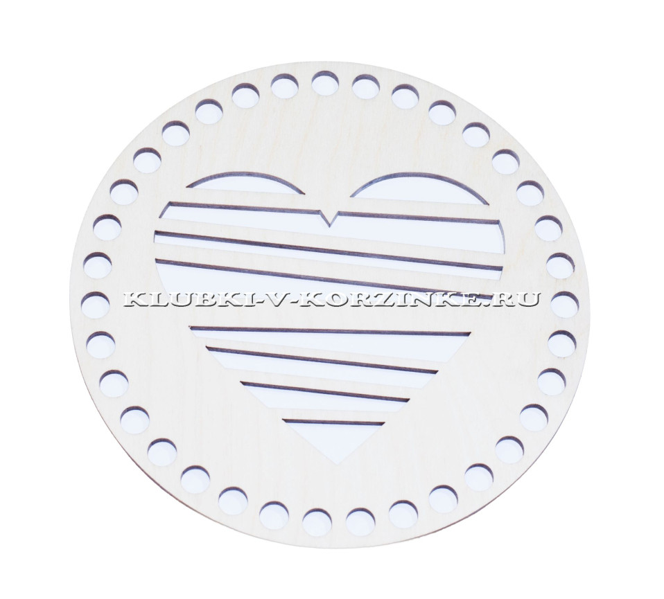Крышка для корзины резная, круг с сердцем, 15 см