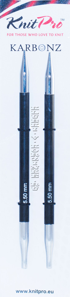 Спицы KnitPro Karbonz съемные карбоновые №5,5; 2 шт. (арт.41308)