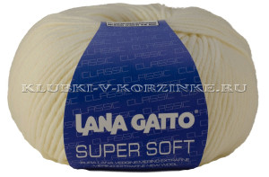 Пряжа Super Soft Lana Gatto - (978 - Кремовый) 50 г / 125 м100% мериносовая шерсть экстрафайн