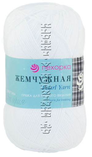 Пряжа Пехорка &quot;Жемчужная&quot; - (01 - Белый) 100 г / 425 м50% хлопок, 50% вискоза