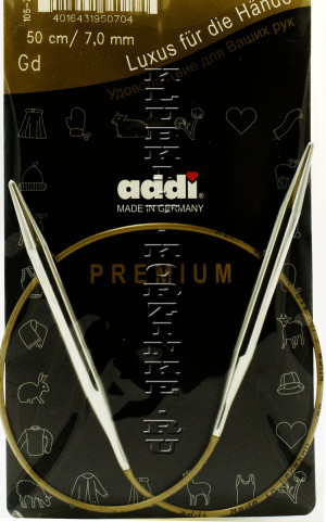 Спицы ADDI круговые супергладкие №7, 50 см  Размер: 7,0 ммДлина с учетом спиц: 50 смСпицы ADDI - это спицы Премиум-класса!Произведено в Германии.Индивидуальная упаковка.