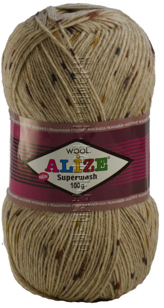 Пряжа SUPERWASH Alize - (цвет 5748 - Св.беж, серый, коричневый)
