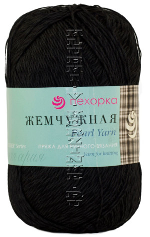 Пряжа Пехорка &quot;Жемчужная&quot; - (02 - Черный) 100 г / 425 м50% хлопок, 50% вискоза