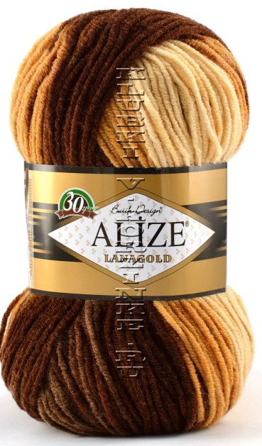 Пряжа LANAGOLD BATIK Alize - (1732 - Бежевый, коричневый)