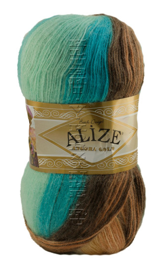 Пряжа ANGORA GOLD BATIK Alize - (4603 - Коричневый, беж, бирюзовый)