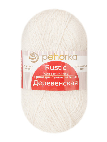 Пряжа Пехорка «Деревенская» - (01 - Белый)
