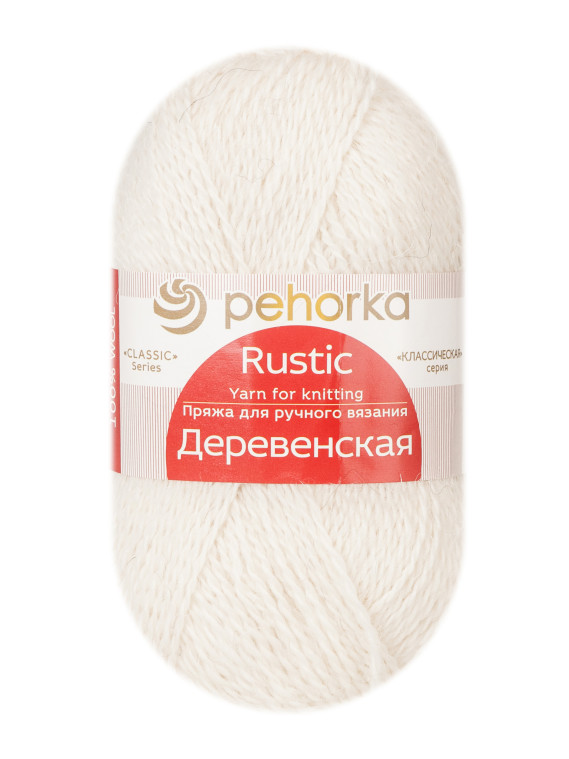 Пряжа Пехорка «Деревенская» - (01 - Белый)