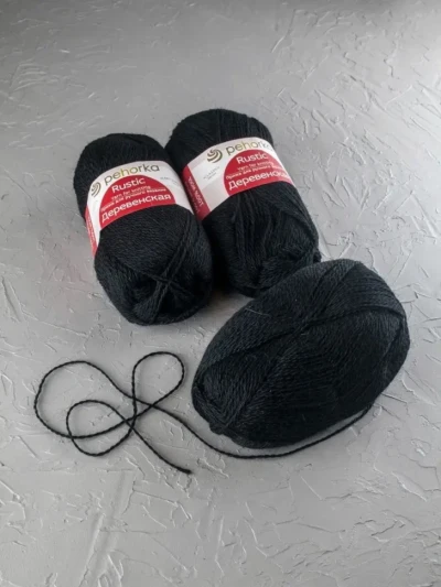 Пряжа Пехорка «Деревенская» - (02 - Черный)