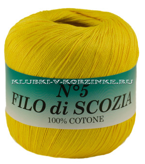 Пряжа Filo di Scozia №5 - (12 - Желтый) 50 г / 226 м100% мерсеризованный хлопок
