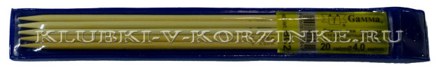 Спицы чулочные бамбуковые Gamma №4, 20 см, 5 шт.
