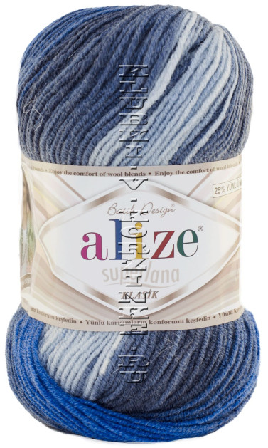 Пряжа Superlana Klasik Batik Alize - (4761 - Голубой, серый, синий)