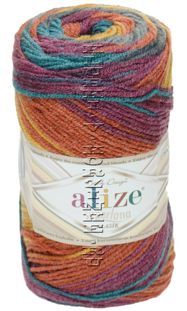 Пряжа Superlana Klasik Batik Alize - (4276 - Оранж,слива, изумруд)
