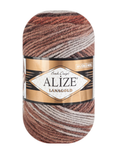 Пряжа LANAGOLD BATIK Alize - (4842 - Коричневый, серый)