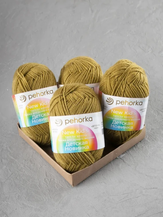 Пряжа Пехорка «Детская новинка» - (33 - Золотистая олива)