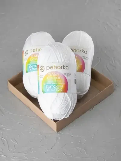 Пряжа Пехорка «Детский хлопок» - (01 - белый)
