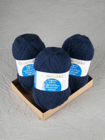 Пряжа Пехорка «Ангорская теплая» - (04 - Тёмно - синий)