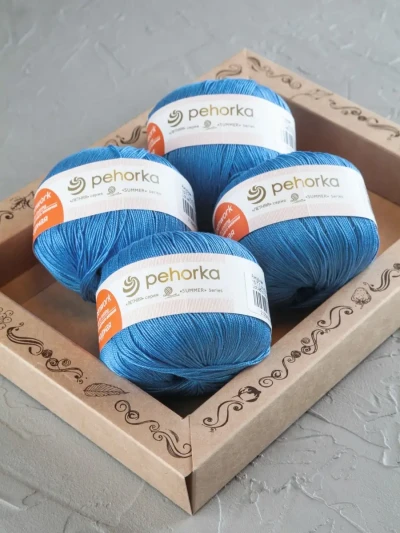 Пряжа Пехорка «Ажурная» - (15 - Темно-голубой)