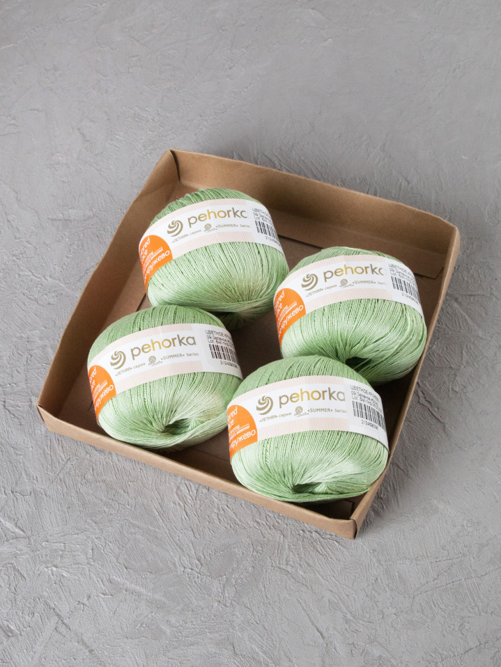 Пряжа Пехорка «Цветное кружево» - (09 - Зелёное яблоко)