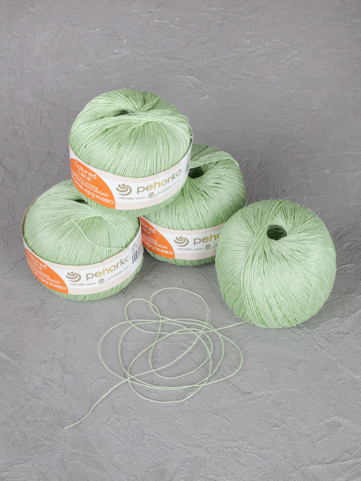 Пряжа Пехорка «Цветное кружево» - (09 - Зелёное яблоко)