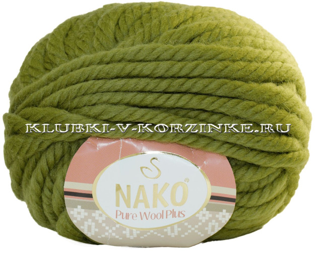 Пряжа Pure Wool Plus Nako - (853 - Темно-оливковый)