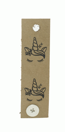 Кожаная бирка «Единорог» с кнопкой (Капучино)