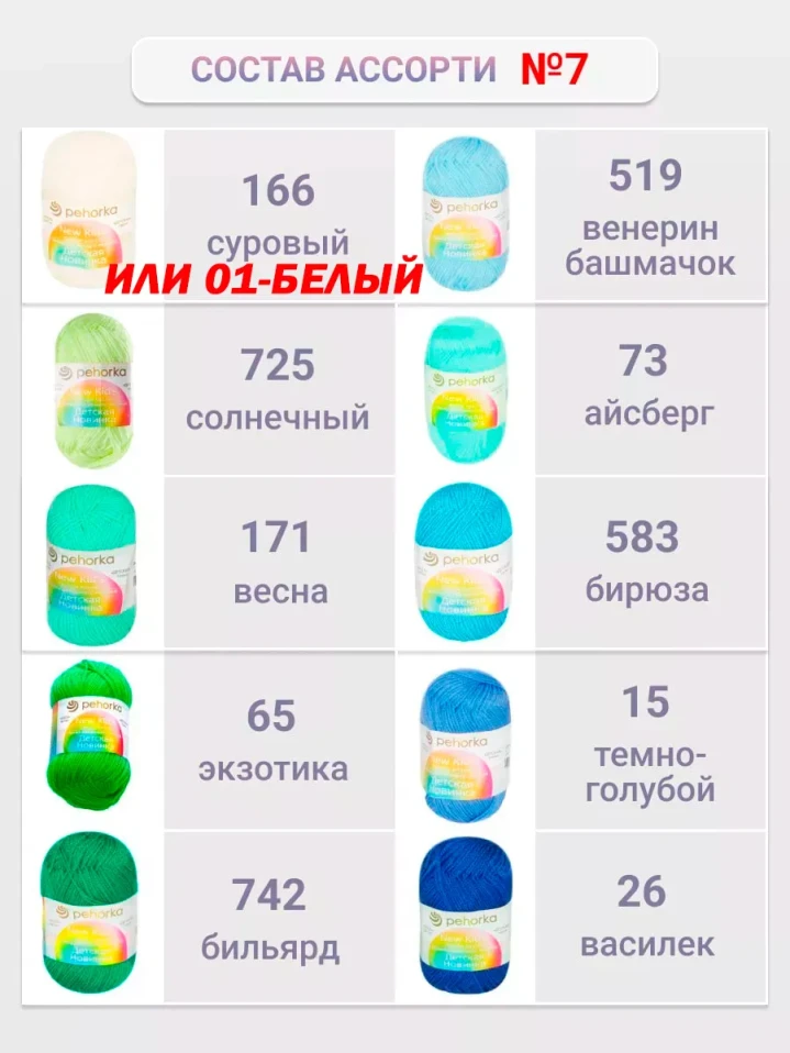 Набор пряжи Пехорка «Детская новинка» Ассорти 7