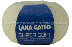 Пряжа Super Soft Lana Gatto - (10001 - Белый) 50 г / 125 м100% мериносовая шерсть экстрафайн