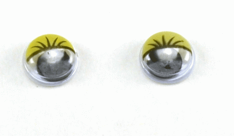 Глаза круглые с ресничками d 8 мм (MER-8 - желтые)