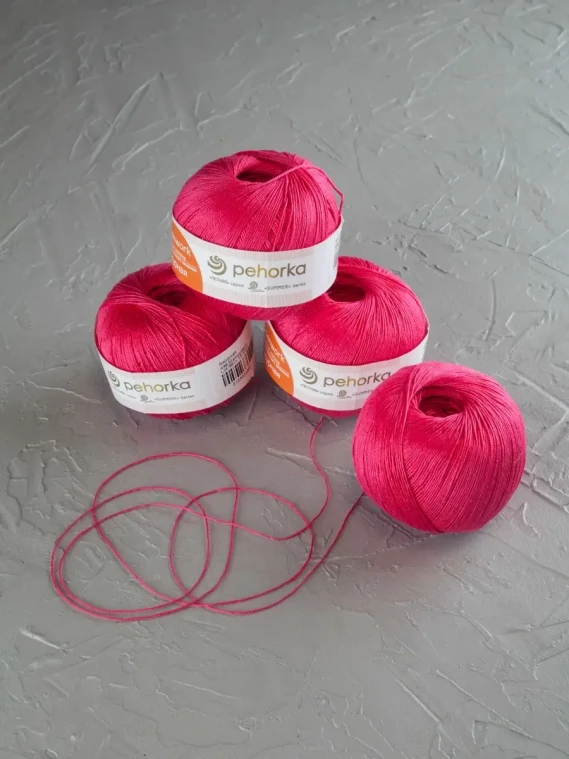 Пряжа Пехорка «Ажурная» - (439 - Малиновый)