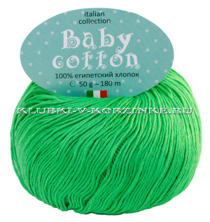 Пряжа Baby Cotton - (45 - Яркая зелень) 50 г / 180 м100% египетский хлопок 
