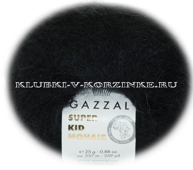 Пряжа Super Kid Mohair Gazzal - (64409 - Черный)