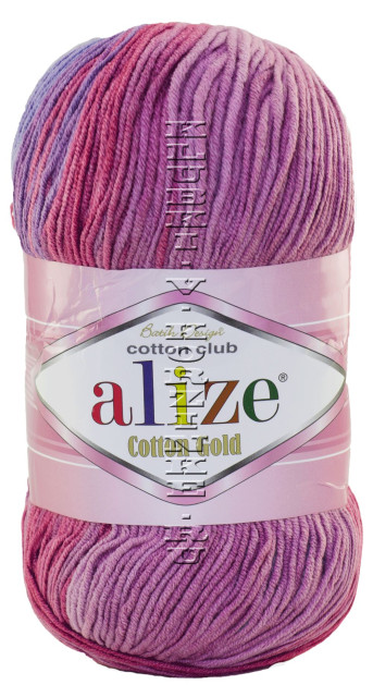 Пряжа Cotton Gold  Batik Alize - (3686 - Лиловый, сиреневый, св.голубой)